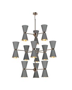 Hyde 24 Light Pendant Antique Brass and Lead Grey