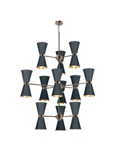 Hyde 24 Light Pendant Antique Brass and Smoke Blue