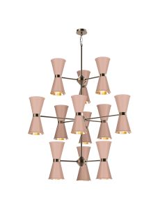 Hyde 24 Light Pendant Antique Brass and Blush Pink