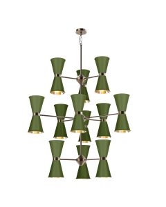 Hyde 24 Light Pendant Antique Brass and Juniper Green