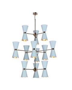Hyde 24 Light Pendant Antique Brass and Amalfi Blue