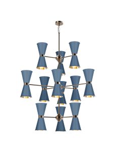 Hyde 24 Light Pendant Antique Brass and Persian Blue