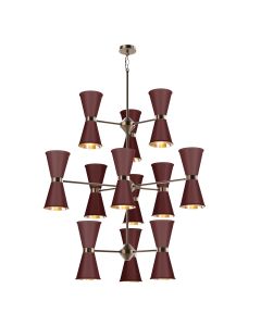 Hyde 24 Light Pendant Antique Brass and Aubergine