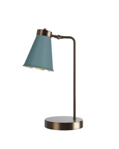 Hyde Table Lamp Antique Brass and River Blue