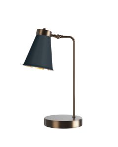 Hyde Table Lamp Antique Brass and Smoke Blue