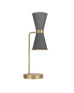 Hyde 2 Light Table Lamp Butter Brass and Lead Grey