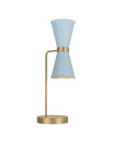Hyde 2 Light Table Lamp Butter Brass and Amalfi Blue