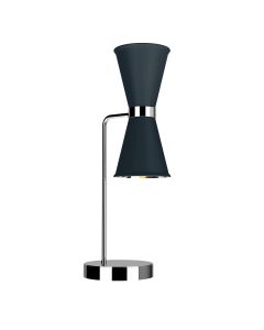 Hyde 2 Light Table Lamp Polished Chrome and Smoke Blue