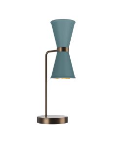 Hyde 2 Light Table Lamp Antique Brass and River Blue