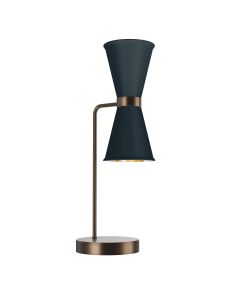 Hyde 2 Light Table Lamp Antique Brass and Smoke Blue
