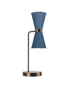 Hyde 2 Light Table Lamp Antique Brass and Persian Blue