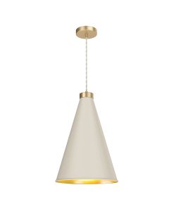 Hyde Single Pendant Butter Brass and Cotswold Cream