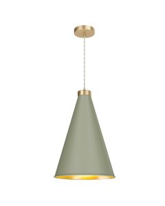 Hyde Single Pendant Butter Brass and Sage Green