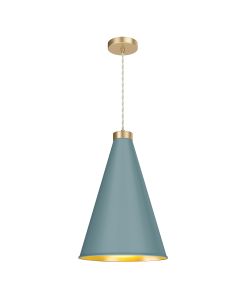 Hyde Single Pendant Butter Brass and River Blue