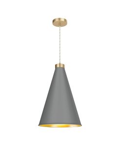 Hyde Single Pendant Butter Brass and Lead Grey