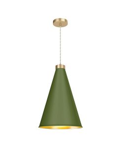 Hyde Single Pendant Butter Brass and Juniper Green