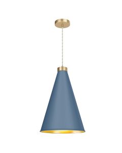 Hyde Single Pendant Butter Brass and Persian Blue