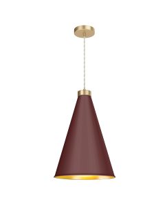 Hyde Single Pendant Butter Brass and Aubergine
