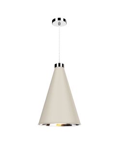 Hyde Single Pendant Polished Chrome and Cotswold Cream