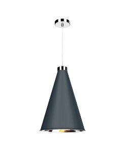 Hyde Single Pendant Polished Chrome and Smoke Blue