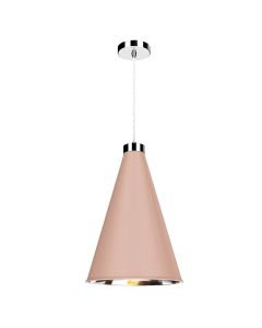 Hyde Single Pendant Polished Chrome and Blush Pink