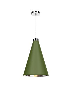Hyde Single Pendant Polished Chrome and Juniper Green