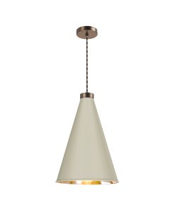 Hyde Single Pendant Antique Brass and Pebble