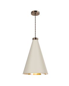 Hyde Single Pendant Antique Brass and Cotswold Cream