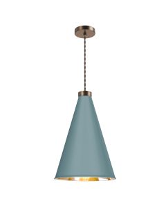 Hyde Single Pendant Antique Brass and River Blue