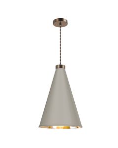 Hyde Single Pendant Antique Brass and Powder Grey