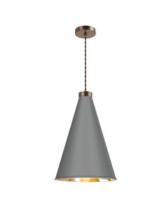 Hyde Single Pendant Antique Brass and Lead Grey