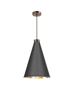 Hyde Single Pendant Antique Brass and Black