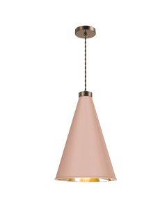 Hyde Single Pendant Antique Brass and Blush Pink