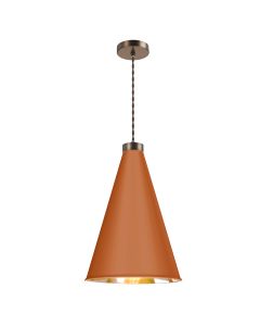 Hyde Single Pendant Antique Brass and Marmalade