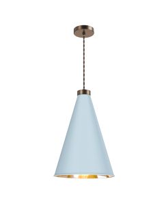 Hyde Single Pendant Antique Brass and Amalfi Blue