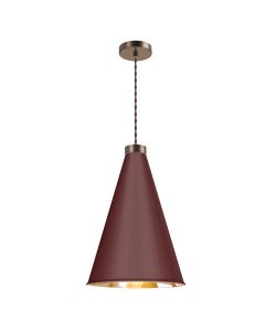 Hyde Single Pendant Antique Brass and Aubergine