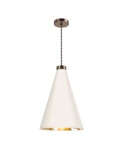 Hyde Single Pendant Antique Brass and Coconut