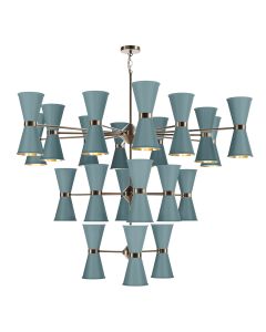 Hyde 42 Light Pendant Antique Brass and River Blue