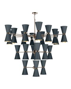 Hyde 42 Light Pendant Antique Brass and Smoke Blue