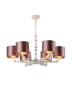 Icarus 6 Light Armed Pendant Matt White With Bespoke Shade