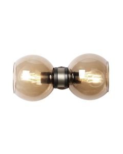 Juno 2 Light Wall Light Antique Brass and Amber Glass