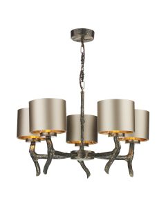 Joshua 5 Light Armed Pendant Polished Bronze and Polished Bronze With Bespoke Shade