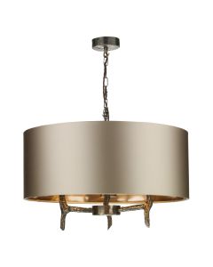Joshua 3 Light Shadelier Polished Bronze and Antique Bronze With Bespoke Shade