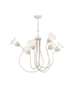 Lily 6 Light Armed Pendant Glass and Matt Champagne