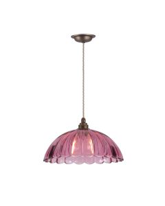 Mabel Pendant Azalea Ribbed Glass and Antique Brass