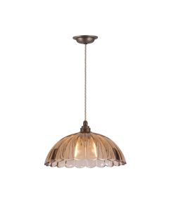 Mabel Pendant Tobacco Ribbed Glass and Antique Brass