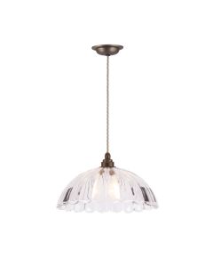 Mabel Pendant Ribbed Glass and Antique Brass