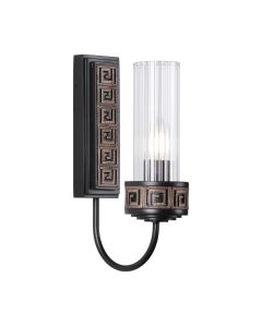 Plato Wall Light Ribbed Glass and Hand-brushed Black/Gold
