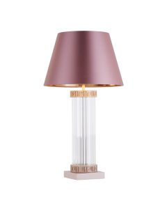 Plato Table Lamp Ribbed Glass and Cream/Gold Base Only