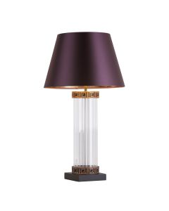 Plato Table Lamp Ribbed Glass and Black/Gold Base Only
